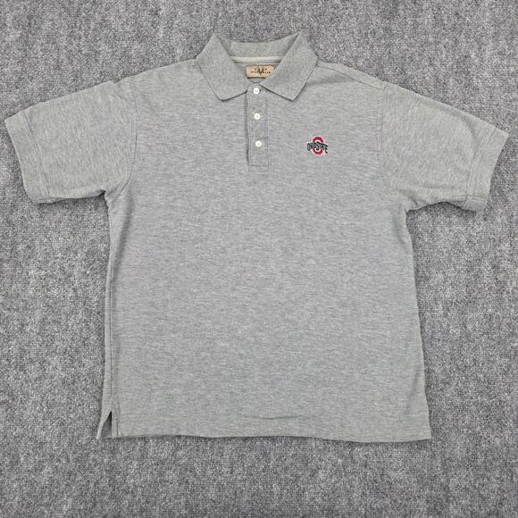 Vintage Ohio State Buckeyes Polo Shirt Men Medium Gray NCAA Football Embroidered - Picture 1 of 16